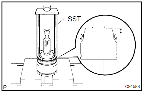 Install front drive shaft lh hole snap ring LH