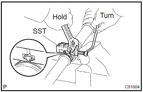 f. Using SST, measure the clearance of the drive shaft