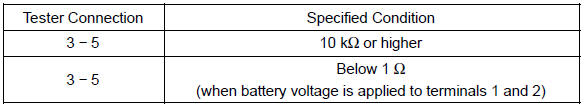 If the result is not as specified, replace the relay.