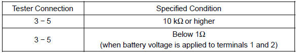 If the result is not as specified, replace the relay.