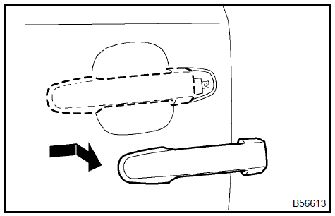 18. REMOVE REAR DOOR OUTSIDE HANDLE FRAME SUB−ASSY LH