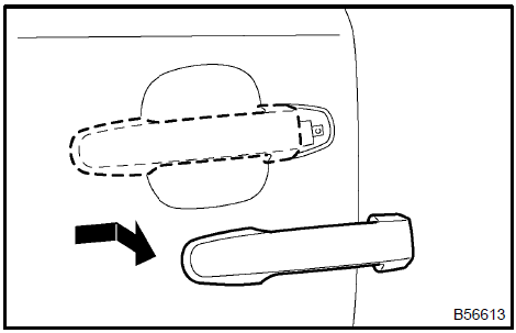 Remove front door handle assy outside LH