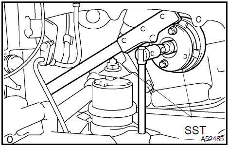 2. Using SST, remove the pulley bolt and pulley.