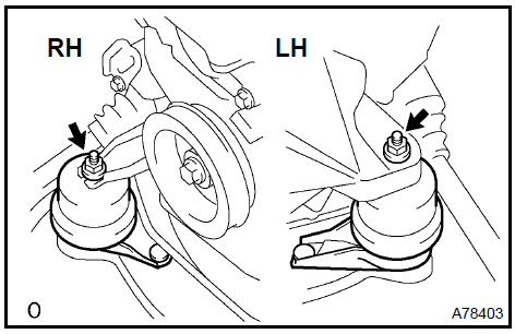 b. Remove the bolt and disconnect the engine mounting insulator