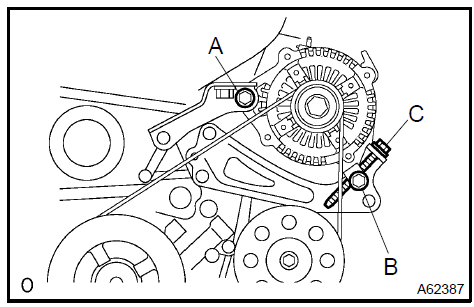 Remove V (cooler compressor to crankshaft pulley) belt No.1