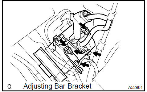 b. Remove the 4 bolts, 2 nuts, and frame side rail plate sub−