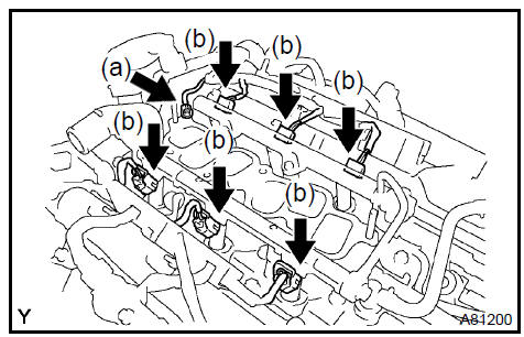 c Uniformly, loosen and remove the 9 bolts and 2 nuts in the