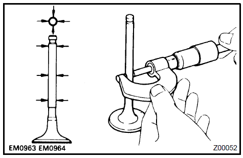 c. Check the valve head margin thickness.