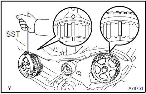 g. Turn the crankshaft, and align the timing mark of the