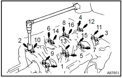 c. Remove the 4 main bearing caps and 4 lower bearings.