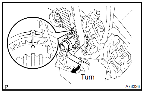 h. Check that the timing marks of the RH and LH timing pulleys