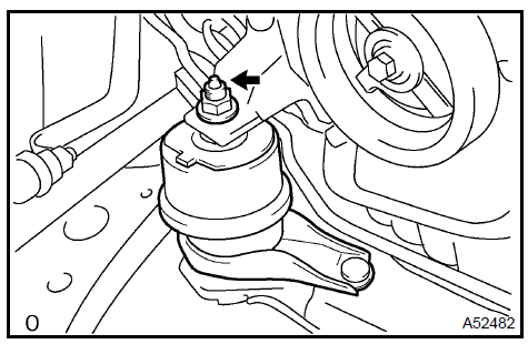 d. Remove the bolt installing the engine mounting insulator