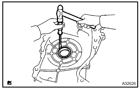 Remove timing gear case or timing chain case oil seal