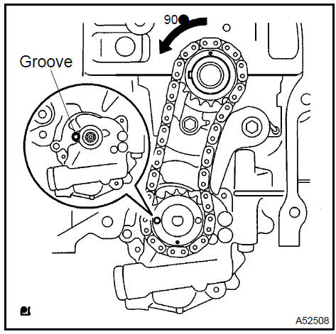 b. Put a bar (ϕ 4 mm) in the adjusting hole of the oil pump